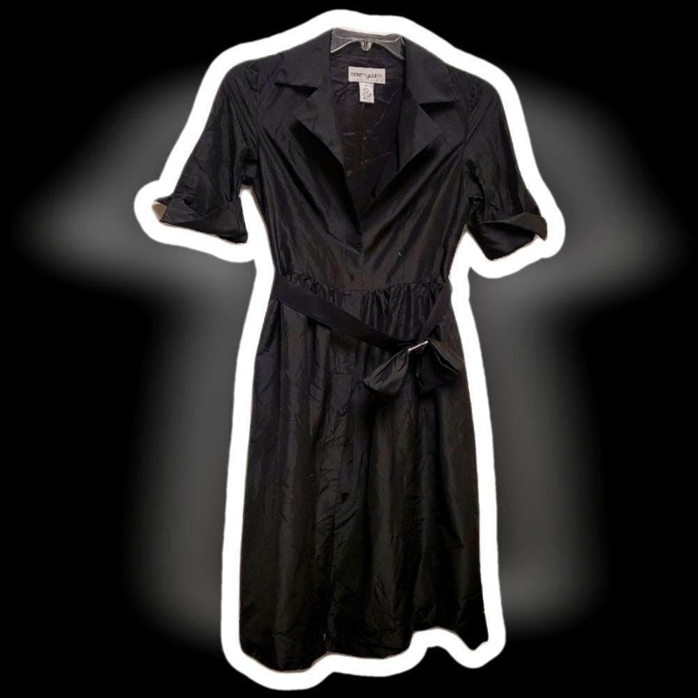 Black Bloomingdale's Button-down Belted Dress